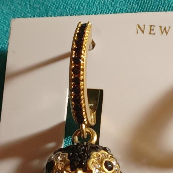 NWT Kate Spade Penquin Feathered Black Earrings - Picture 3 of 6